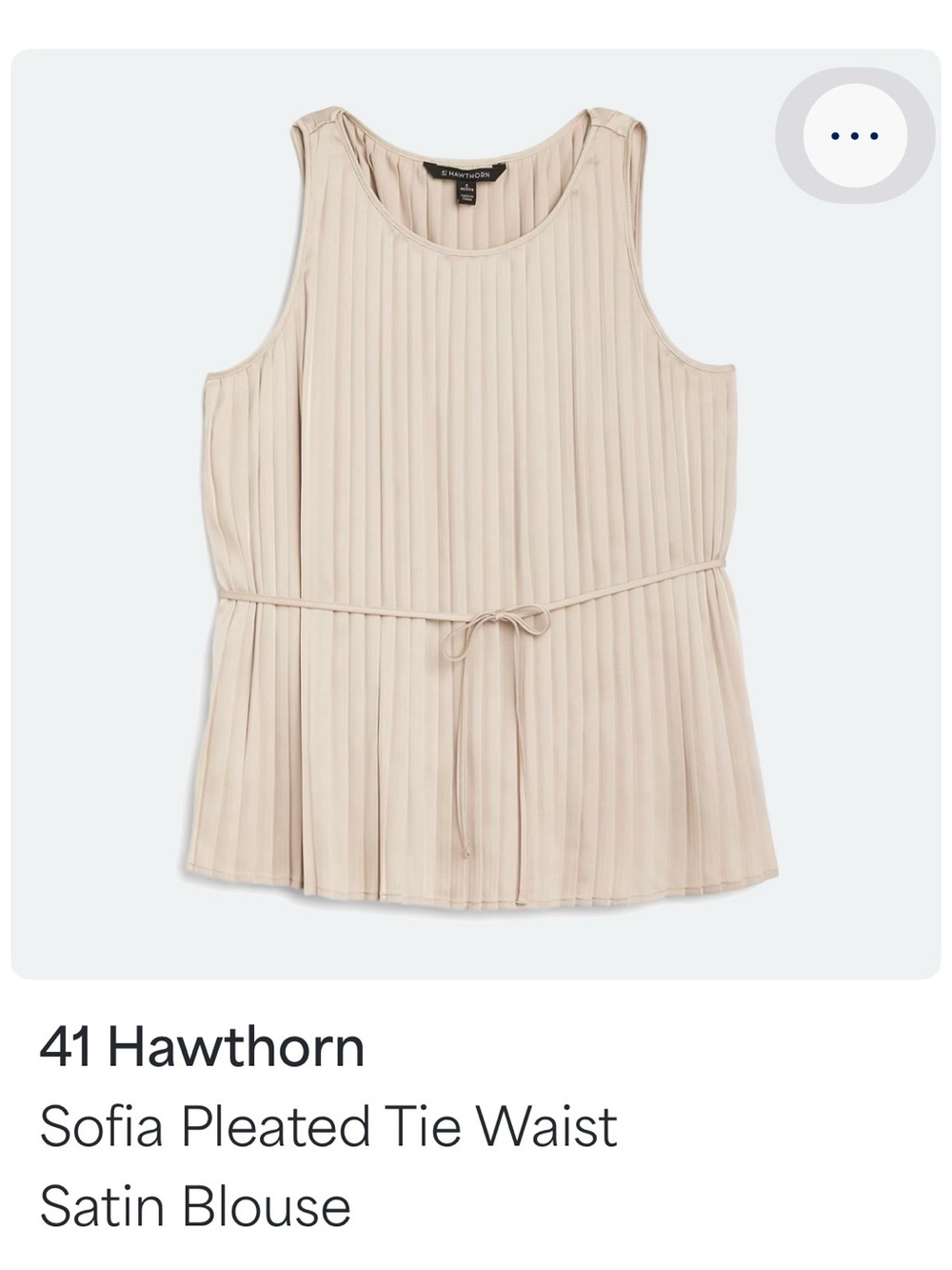 41 Hawthorn Pleated Tie-Waist Satin Tank Top - Light Beige